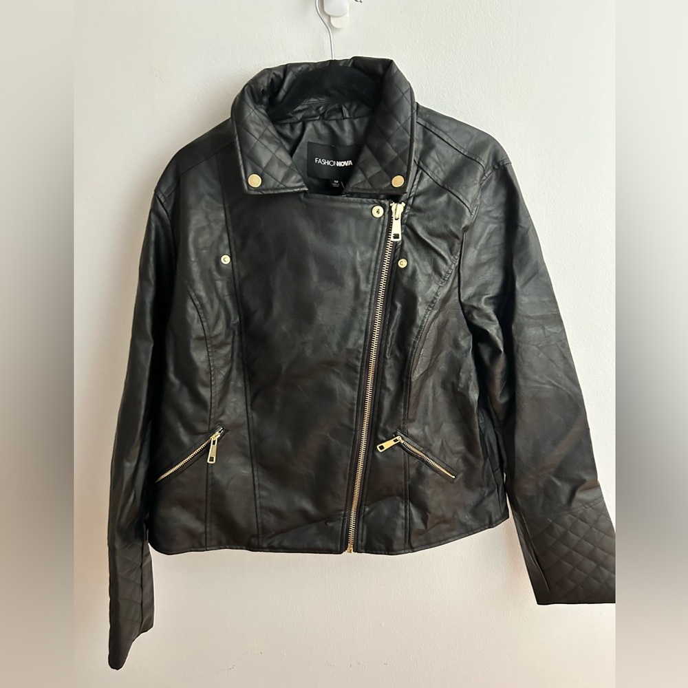 Black Vegan Leather Motorcycle Jacket